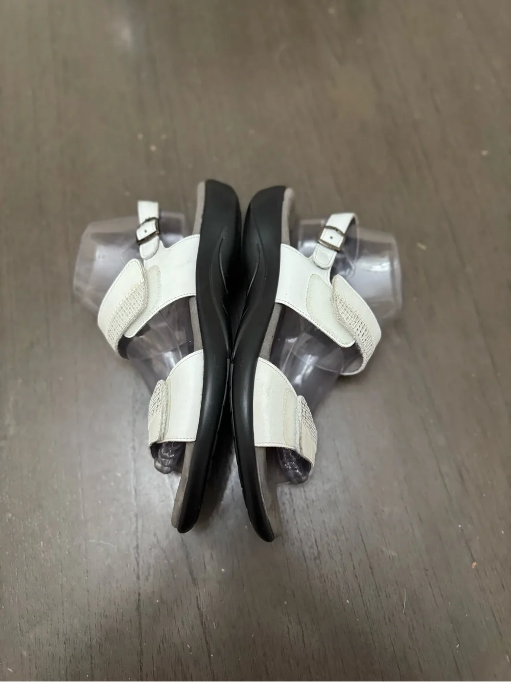 SAS Nudu Sandals White Leather Open Round Toe Straps Slingback Buckle Size W10n